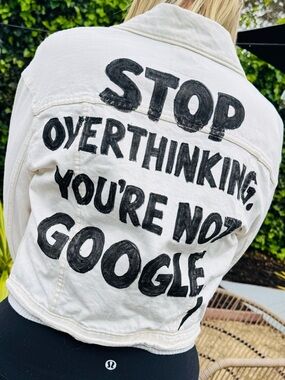 BR07 -  “Stop Overthinking You’re Not Google” Cropped Denim Jacket ⚡️
